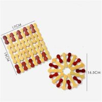 菜垫子隔热垫餐桌垫杯垫碗防烫锅垫盘子竹垫家用餐垫防热耐热碗垫|圆形+方形大号 10片装