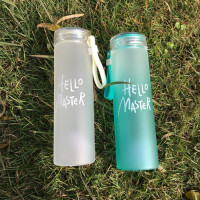 耐热渐变色玻璃杯便携女水杯随手杯创意柠檬磨砂韩国水瓶七彩杯子