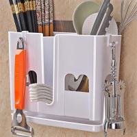 筷子笼免打孔挂式沥水筷子筒家用筷筒筷笼厨房用品筷子架收纳壁挂|新款筷子筒白色(送一个备用片)