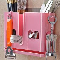 筷子笼免打孔挂式沥水筷子筒家用筷筒筷笼厨房用品筷子架收纳壁挂|新款筷子筒粉色(送一个备用片)