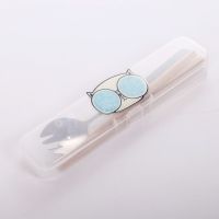 个性猫便携餐具筷子勺子套装儿童学生不锈钢叉子套装|款式C白猫【筷叉套装】