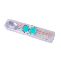 个性猫便携餐具筷子勺子套装儿童学生不锈钢叉子套装|款式G白猫【筷勺套装】