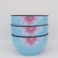 4个装6英寸利比面碗时尚色釉大碗家用陶瓷碗面碗汤碗餐具套装|阳光花兰