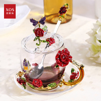 创意个性杯子珐琅彩玻璃杯泡茶杯咖啡杯家用喝水杯潮流男女花茶杯