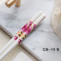陶瓷筷子家用防滑防霉耐高温易清洗高档中欧式餐具骨瓷筷 1/2双装X4|06B繁花似锦 2双装