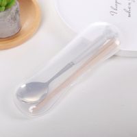 韩式可爱儿童学生筷子勺子套装筷盒陶瓷不锈钢套装便携餐具V2|灰色陶瓷小熊筷勺套装