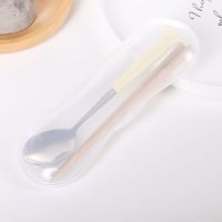 韩式可爱儿童学生筷子勺子套装筷盒陶瓷不锈钢套装便携餐具V2|黄色陶瓷小熊筷勺套装