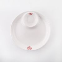 盘子陶瓷创意餐具圆形有格带醋碟子饺子盘料理分格盘酒店家用菜盘|9寸红心