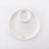 盘子陶瓷创意餐具圆形有格带醋碟子饺子盘料理分格盘酒店家用菜盘|9寸蓝心