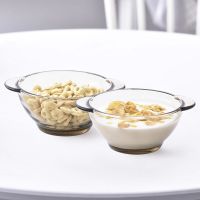 欧式茶色玻璃碗套装双耳碗吃饭汤碗泡面碗沙拉碗|北欧茶色精品系列 2双耳碗+2浅盘+（双耳煲）