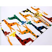 小学生午餐垫隔热垫课桌布布艺棉麻小清新长方形儿童西餐垫40*60|彩色长颈鹿 30*45cm