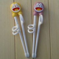 [实惠装]宝宝练习筷子学习筷纠正筷益智筷儿童筷子小孩生筷子K6|黄色机器猫+粉色机器猫