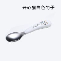 304不锈钢勺叉学习筷子练习筷训练筷儿童筷子勺子套装餐具V2|开心猫白色勺子6