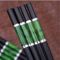 新款加长合金筷子套装10双不锈钢筷子家用酒店防滑餐具欧式高档D0|翡翠玉27CM10双