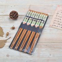 竹制筷子厂家直销款式多样中式筷子耐高温防霉楠竹套装高档印花筷R1|可爱小熊猫[5双高档包装]线下