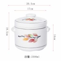 水蒸蛋盅隔水燕窝炖盅陶瓷带盖家用大小号炖罐炖锅煲汤骨瓷盅碗|七彩叶2500ml送汤勺蒸架百洁布