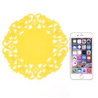 [硅胶隔热垫-6个装]时尚加厚创意餐桌垫锅垫碗垫盘垫茶杯垫壶垫|[黄色] [中号15cm(6片装)]