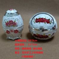 俄罗斯欧式复古牙签盒创意家用客厅高档按压式个性自动金属牙签筒O6|银红花烟灰缸牙签筒套装