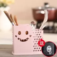 家用筷子筒壁挂式多功能沥水防尘筷笼免打孔塑料筷筒放筷子的架子G0|单独筷子筒(送挂钩) 三格米色