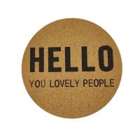 创意软木杯垫 加厚圆形磨边防烫隔热垫 防滑茶杯垫杯子垫盘垫锅垫N6|HELLO 大号19CM直径五个装