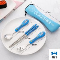 便携餐具套装筷子勺子叉子创意日式成人学生上班族餐具套餐三件套B1|叮当猫布袋装(筷勺叉)
