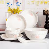 碗碟饭盘套装家用陶瓷10人吃饭碗盘子菜盘面碗汤碗组合餐具|七彩梦 2碗3盘1汤碗1汤勺1鱼盘