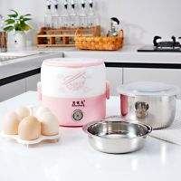 电热饭盒三层两层可插电加热自动保温便携神器迷你蒸煮带热饭器U0|粉红色 2L三层
