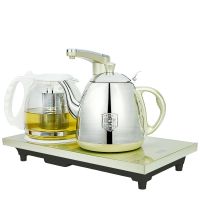 全自动上水电热烧水壶不锈钢煮茶具抽水器套装家用保温泡茶壶玻璃|翡翠绿半自动保温款