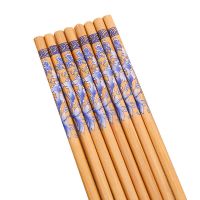 [印花竹筷]天然楠竹筷家用无漆无蜡中式家庭装竹筷家用防霉筷子O5|印花竹筷青花瓷 20双装