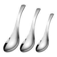 韩式加厚不锈钢勺子 家用儿童勺 成人汤勺 吃饭勺 长柄搅拌匙调羹|大中小3支装
