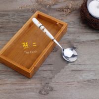 创意可爱韩式大号汤勺不锈钢陶瓷手柄圆头勺子个生儿童餐具K4|女儿1个 尖形