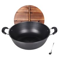 炒锅不粘锅章丘家用深型双耳无涂层铸铁多功能炖锅汤锅炒锅砂锅|36CM(有木盖和锅铲)1-9人