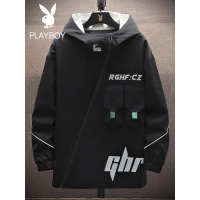 花花公子开衫卫衣男春秋季韩版潮流休闲外套连帽痞帅百搭男装夹克