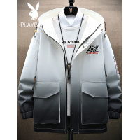 花花公子男士夹克2021春季新款渐变潮流百搭上衣潮牌宽松春天外套