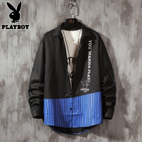 花花公子长袖衬衫男潮牌ins韩版宽松时尚青少年衬衣休闲外套上衣