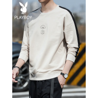 花花公子2021春秋季新款卫衣男士套头衫长袖圆领T恤百搭打底衫潮