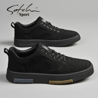 沙驰黑色手工帆布鞋男秋季透气平底男士板鞋韩版潮流中式休闲鞋男