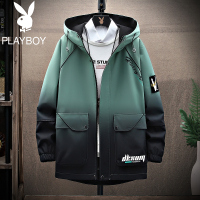 花花公子男士春秋外套潮流ins百搭连帽上衣服青少年百搭工装夹克