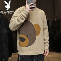 花花公子卫衣男秋冬季新款港风宽松休闲套头小熊印花长袖打底上衣