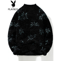花花公子毛衣男潮牌宽松圆领半高领针织衫树叶秋冬新款潮流打底