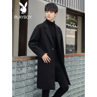 花花公子男装毛呢大衣男士中长款加厚上衣青少年年学生秋冬季外套