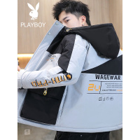 花花公子冬季新款棉衣男潮流棉袄加厚保暖帅气青少年连帽棉服外套