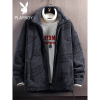 花花公子冬季新款颗粒绒棉服男立领潮流宽松男装羊羔绒上衣服外套
