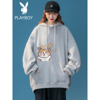 花花公子连帽卫衣男宽松潮流新款字母印花潮牌学生百搭青少年动物