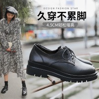 公猴小皮鞋女英伦风2021新款春季真皮厚底粗跟单鞋百搭软皮日系jk