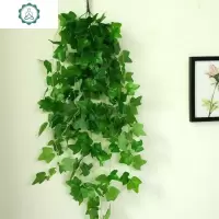 仿真绿萝植物假绿叶吊兰装饰壁挂藤条叶子塑料室内吊篮挂墙假花藤 封后 变色木绿叶两束(加藤制篮子)仿真植物