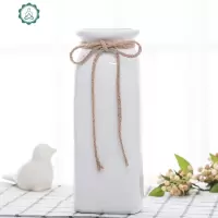 清新文艺白色麻绳花瓶 陶瓷干花花瓶现代简约插装饰花鲜花瓶摆件 封后 小号(麻绳青瓷)