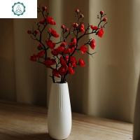 仿真花梅花枝桃花干花玉兰客厅腊梅套装假花家居摆件书房装饰盆栽 封后 淑女小号白色+5支玫红色梅花(套装)
