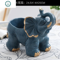 北欧创意大象摆件玄关口钥匙收纳遥控器收纳盒客厅茶几家用饰品 封后 简约蓝象336B