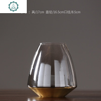 现代简约透明轻奢玻璃花瓶摆件创意家居电视柜餐厅水培插花花器 封后 高款小号+4支橘色秋实果